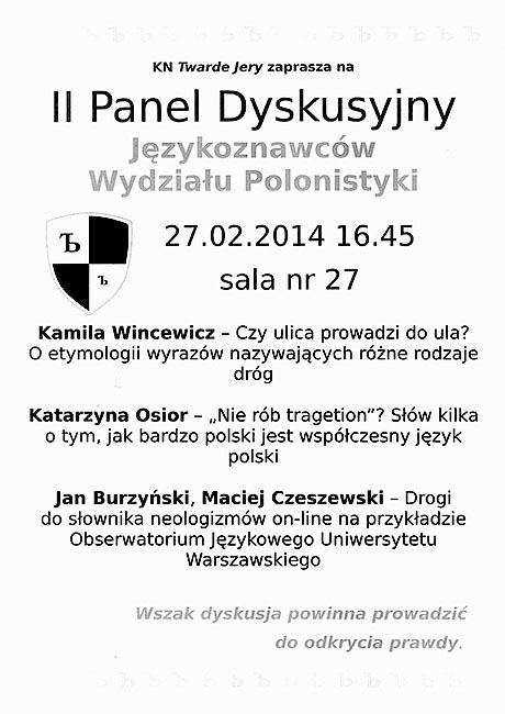 II Panel Dyskusyjny Językoznawców Wydziału Polonistyki UW